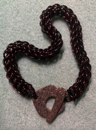June 23 - Full Persian Chainmaille. Chocolate jump rings, copper clasp. June 23 - Full Persian Chainmaille. Chocolate jump rings, copper clasp.